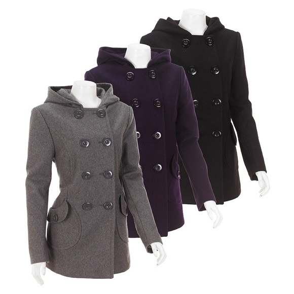Jlo Womens Hooded Peacoat Heathered 